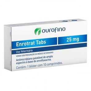 Antimicrobiano-Enrotrat-Tabs-25mg---Ouro-Fino---10-Comprimidos