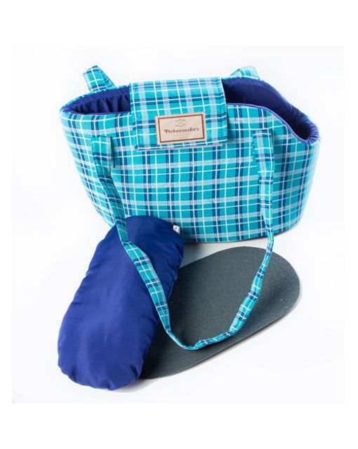 blue gingham bolsa