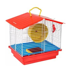 Gaiola-Para-Hamster-1-Andar-Teto-Plastico-Vermelha---Jel-Plast